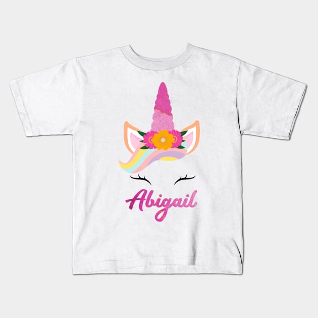 Name abigail unicorn lover Kids T-Shirt by Gaming champion